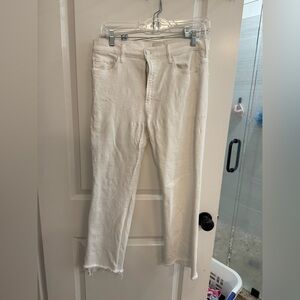 MOTHER Ankle Cropped Cream Jeans